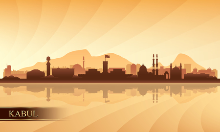 Kabul city skyline silhouette background, vector illustrationのイラスト素材