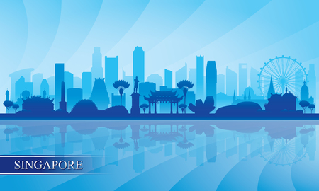 Singapore city skyline silhouette background, vector illustrationのイラスト素材