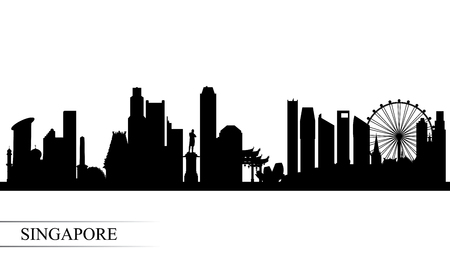 Singapore city skyline silhouette background, vector illustrationのイラスト素材