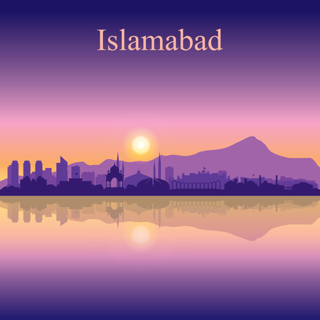 Islamabad city silhouette on sunset background vector illustrationのイラスト素材