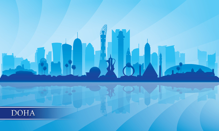 Doha city skyline silhouette background, vector illustrationのイラスト素材