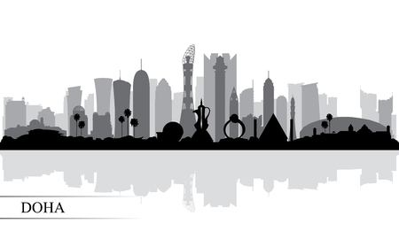 Doha city skyline silhouette background, vector illustrationのイラスト素材