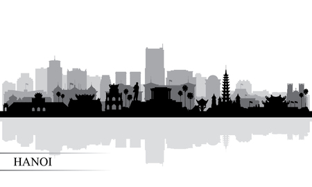 Hanoi city skyline silhouette background, vector illustrationのイラスト素材