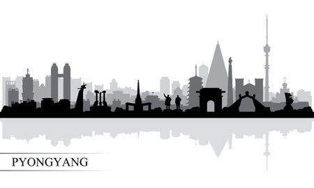 Pyongyang city skyline silhouette background, vector illustrationのイラスト素材