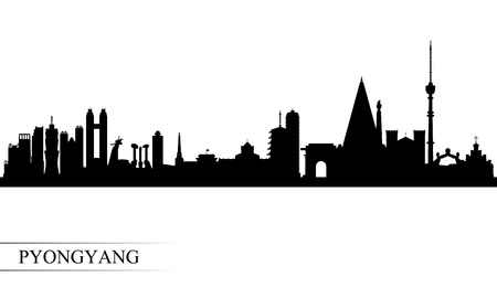 Pyongyang city skyline silhouette background, vector illustrationのイラスト素材