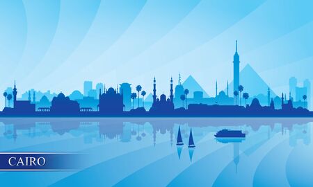 Cairo city skyline silhouette background, vector illustrationのイラスト素材