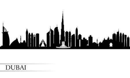 Dubai city skyline silhouette background, vector illustrationのイラスト素材