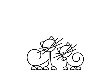 Happy Cats Silhouettes. Cat Print. Minimalist Art. Vector illustration.のイラスト素材