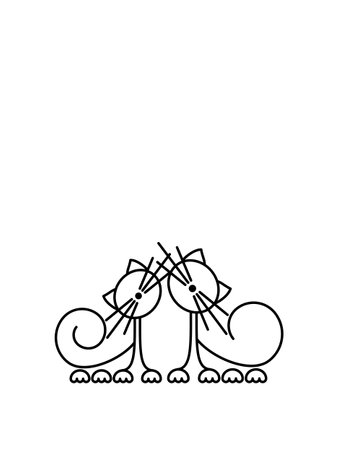 Happy Cats Silhouettes. Cat Print. Minimalist Art. Vector illustration.のイラスト素材