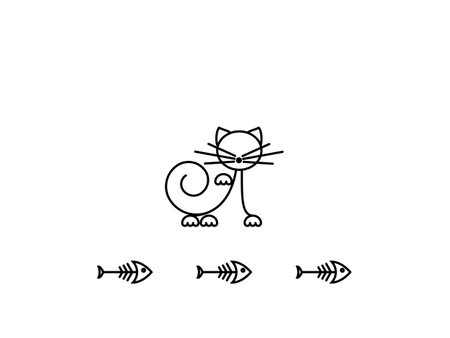 Cat Print. Funny kitten playing with a fish. Minimalist Art. Vector illustration.のイラスト素材