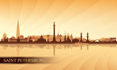 Saint Petersburg city skyline silhouette background, vector illustrationのイラスト素材