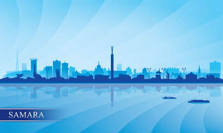 Samara city skyline silhouette background, vector illustrationのイラスト素材