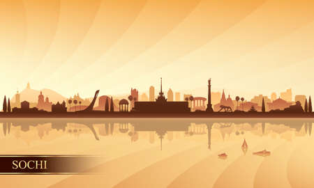 Sochi city skyline silhouette background, vector illustrationのイラスト素材