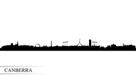 Canberra city skyline silhouette background, vector illustrationのイラスト素材