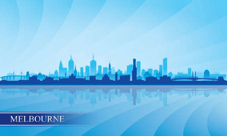Melbourne city skyline silhouette background, vector illustrationのイラスト素材