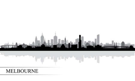 Melbourne city skyline silhouette background, vector illustrationのイラスト素材