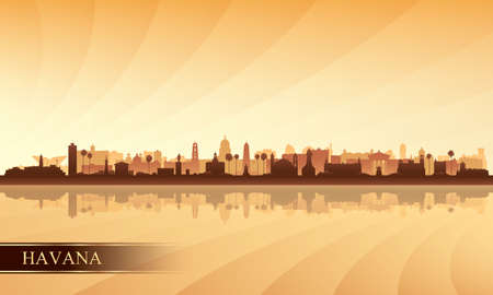 Havana city skyline silhouette background, vector illustrationのイラスト素材