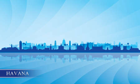 Havana city skyline silhouette background, vector illustrationのイラスト素材