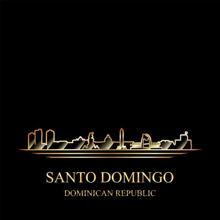Gold silhouette of Santo Domingo on black background vector illustrationのイラスト素材