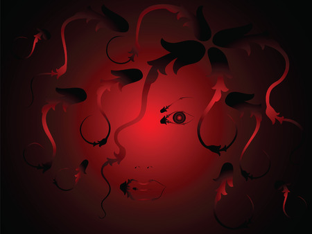 This woman vamp. Portrait in red tones.のイラスト素材