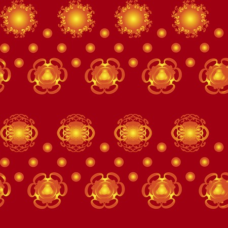 It is striped seamless texture, pattern. Golden flowers on burgundy background.のイラスト素材