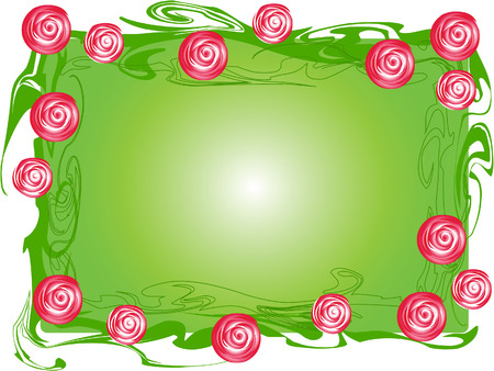 This is a frame of branches of roses in a simplified style.のイラスト素材