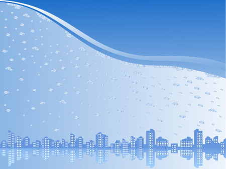 The city is submerged. Urban landscape on the horizon line.のイラスト素材