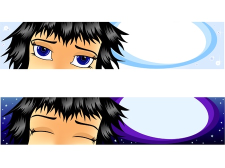 Set vector banners. A girl dreams of. Day and night.のイラスト素材