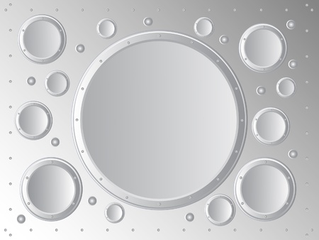 Vector background. On the background of the sheet metal abstraction of metal circles.のイラスト素材
