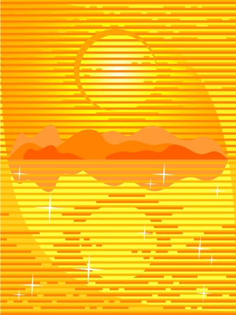The Vector background orange. The Seascape. The Sundown. The Reflection.のイラスト素材
