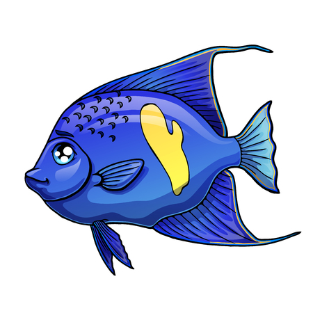 Blue fish arabian angel on whiteのイラスト素材