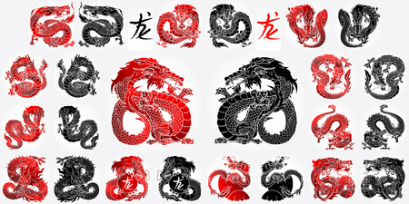 Ste 12 Asian dragon black and redのイラスト素材