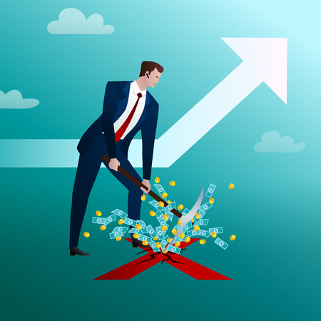 The businessman punches a pick the earthのイラスト素材