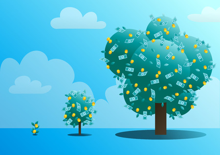 Three stages of growth of a monetary treeのイラスト素材