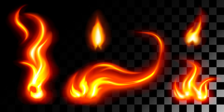 Set five fires flame on transparentのイラスト素材