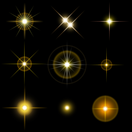 Set of beautiful gold stars on blackのイラスト素材