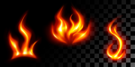 Set three fires flame on transparentのイラスト素材