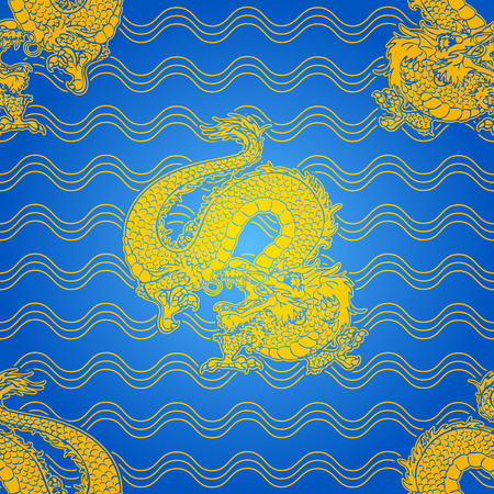Gold dragon patternのイラスト素材