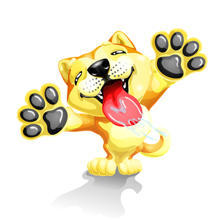 The lovely puppy licks a glassのイラスト素材