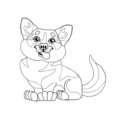 Lovely puppy dog  in a contour lineのイラスト素材