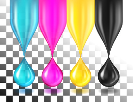 CMYK color drops on whiteの写真素材