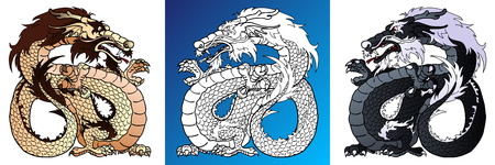 Strong Dragons colorful and line-artのイラスト素材