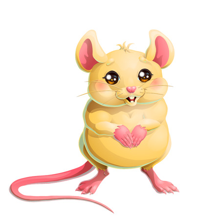 The cute yellow mouse on white backgroundのイラスト素材