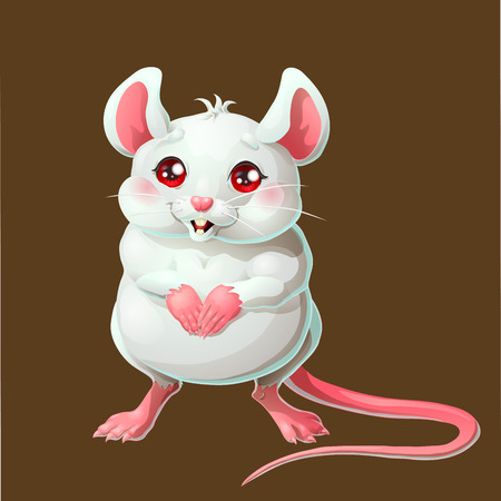 The cute white mouse on brown backgroundのイラスト素材