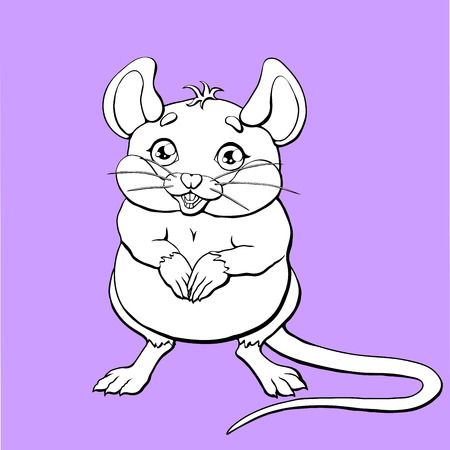 The cute mouse contour on lilac backgroundのイラスト素材