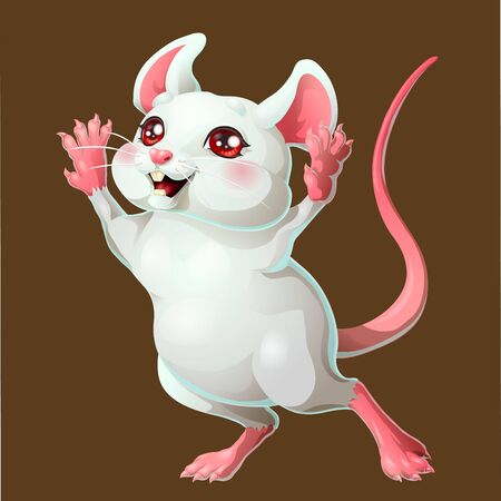 The ceerful white mouse on brown backgroundのイラスト素材