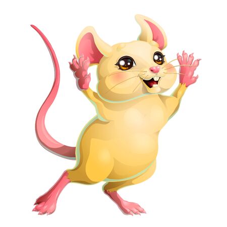 The ceerful yellow mouse on white backgroundのイラスト素材
