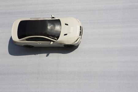 White car on the highwayの写真素材