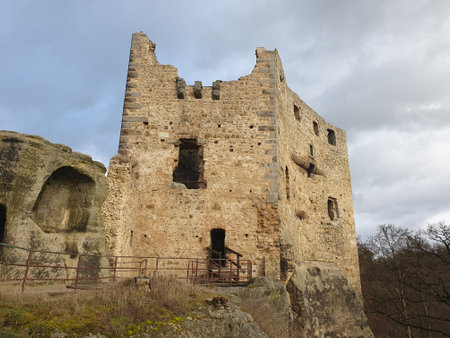 The ruins of the medieval castle of Vlkolinec, Czech Republicの写真素材