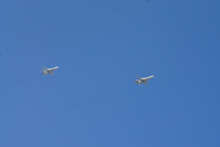 planes flying in the skyの写真素材